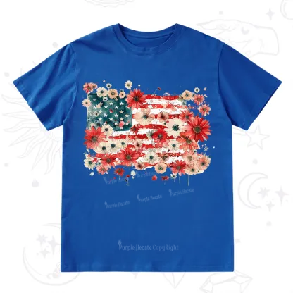 Purplehecate Floral American Flag T-Shirt