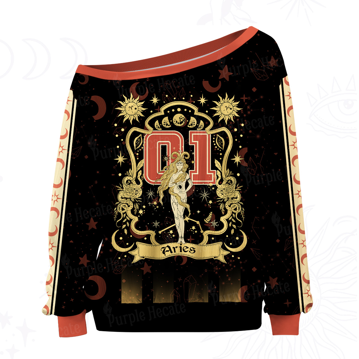 Purplehecate Gemini' Astral Mirage Zodiac Off The Shoulder Graphic Jersey