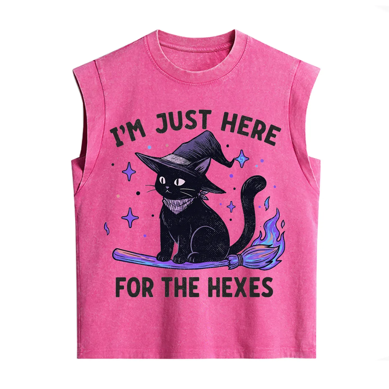 Purplehecate I'm Just Here for the Hexes Witch Cat Vintage Washed Tank