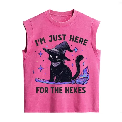 Purplehecate I'm Just Here for the Hexes Witch Cat Vintage Washed Tank