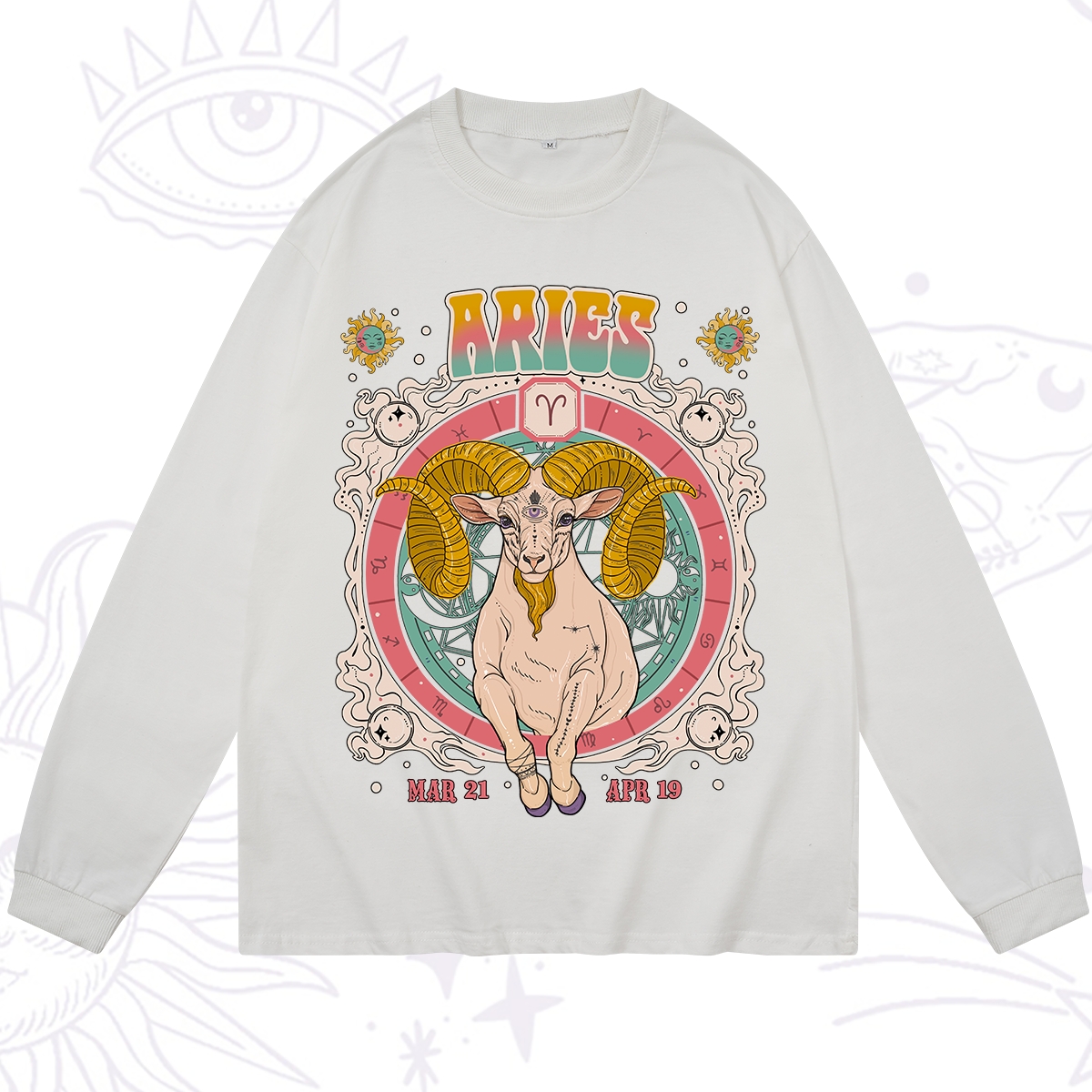 Purplehecate Aries Cosmic Zodiac Long Sleeve T-Shirt