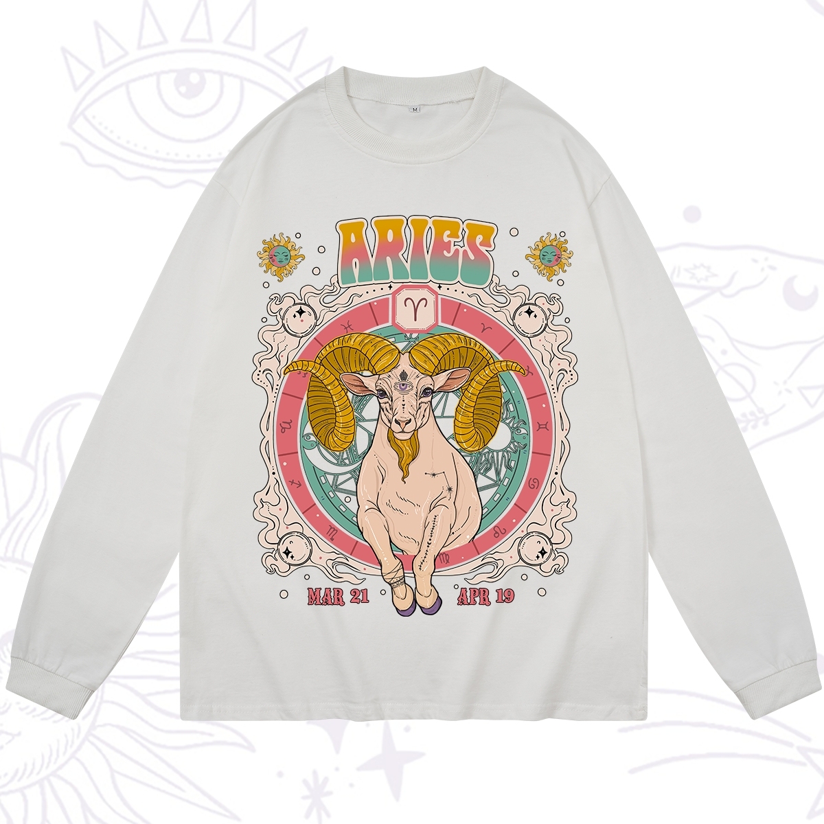 Purplehecate Aries Cosmic Zodiac Long Sleeve T-Shirt