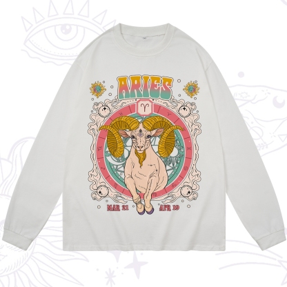 Purplehecate Aries Cosmic Zodiac Long Sleeve T-Shirt
