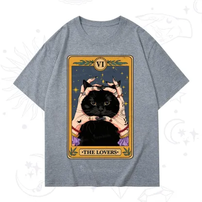 Purplehecate Black Cat The Lovers Tarot Card T-Shirt