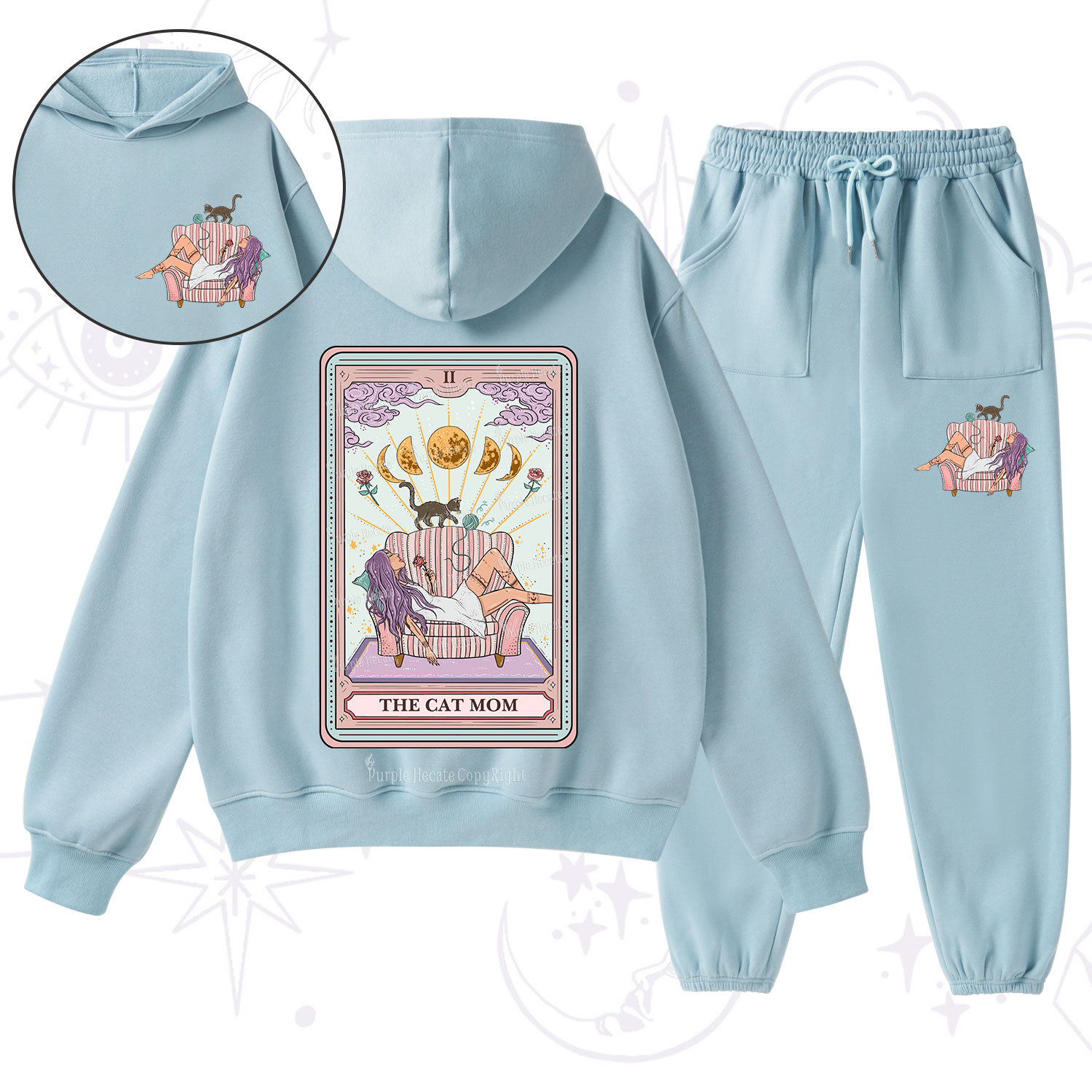 Purplehecate The Cat Mom Tarot Fleece Hoodie Suit