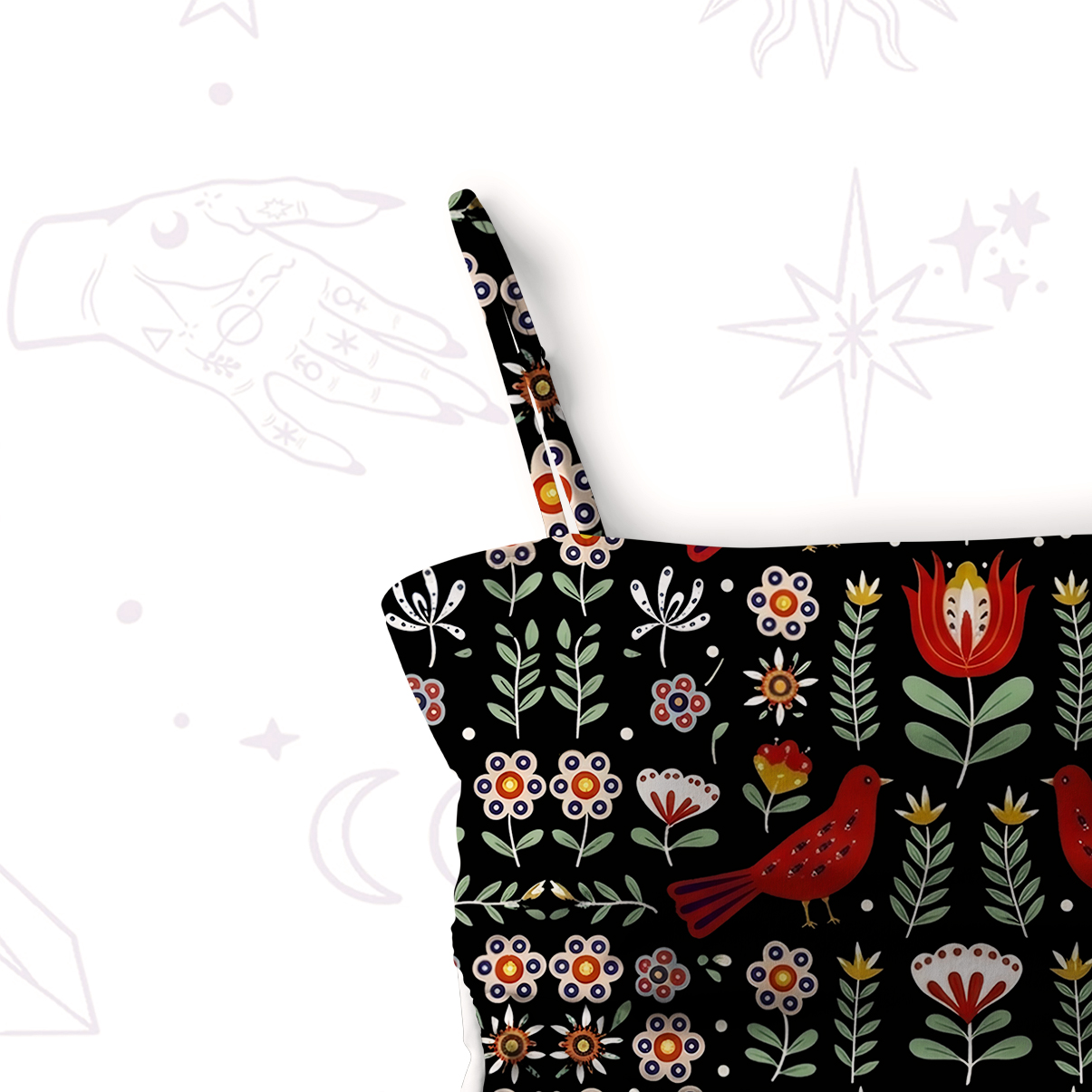 Purplehecate Mystic Forest Bird Slim-Strap Swimsuit