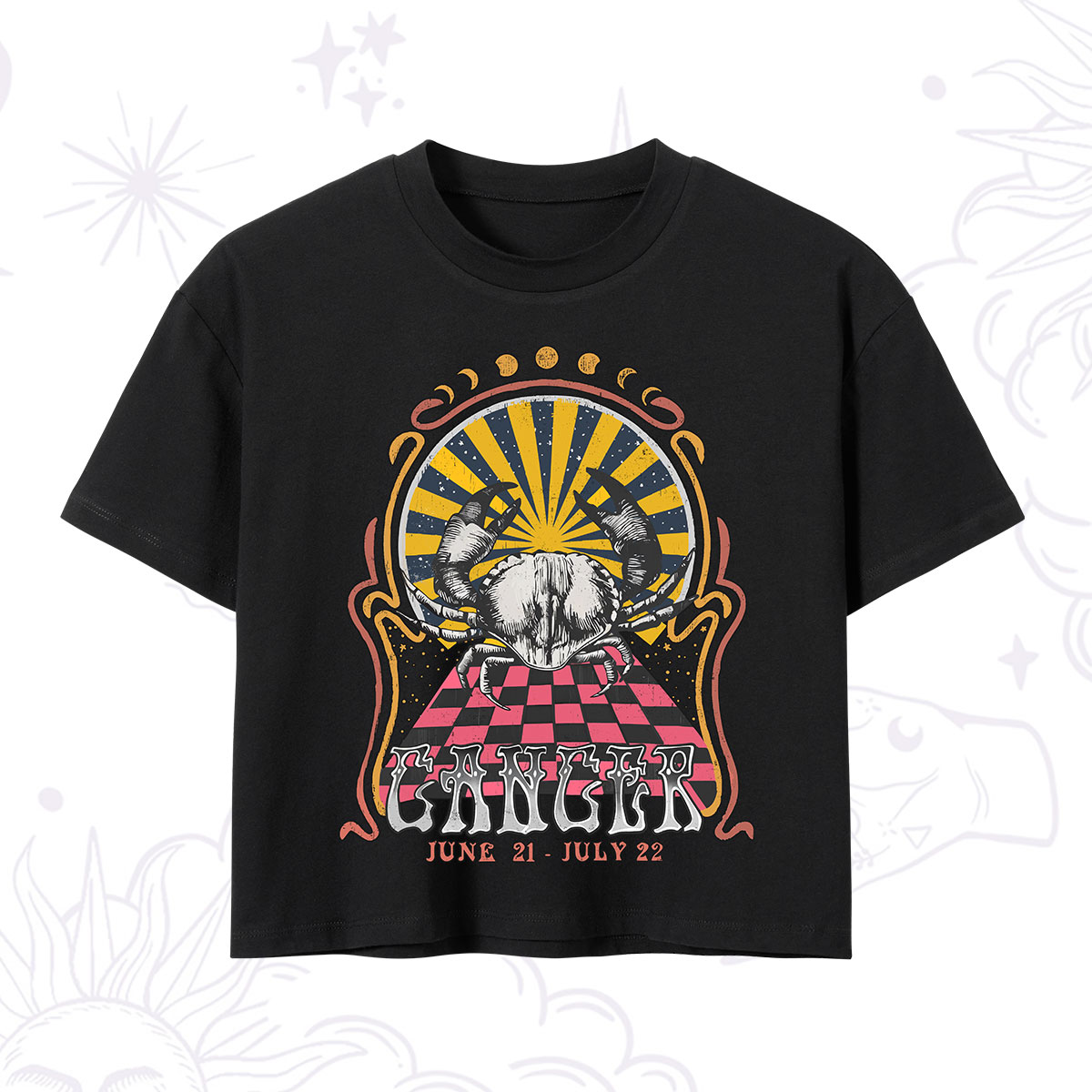 Purplehecate Cancer Crew Zodiac Crop T-Shirt 