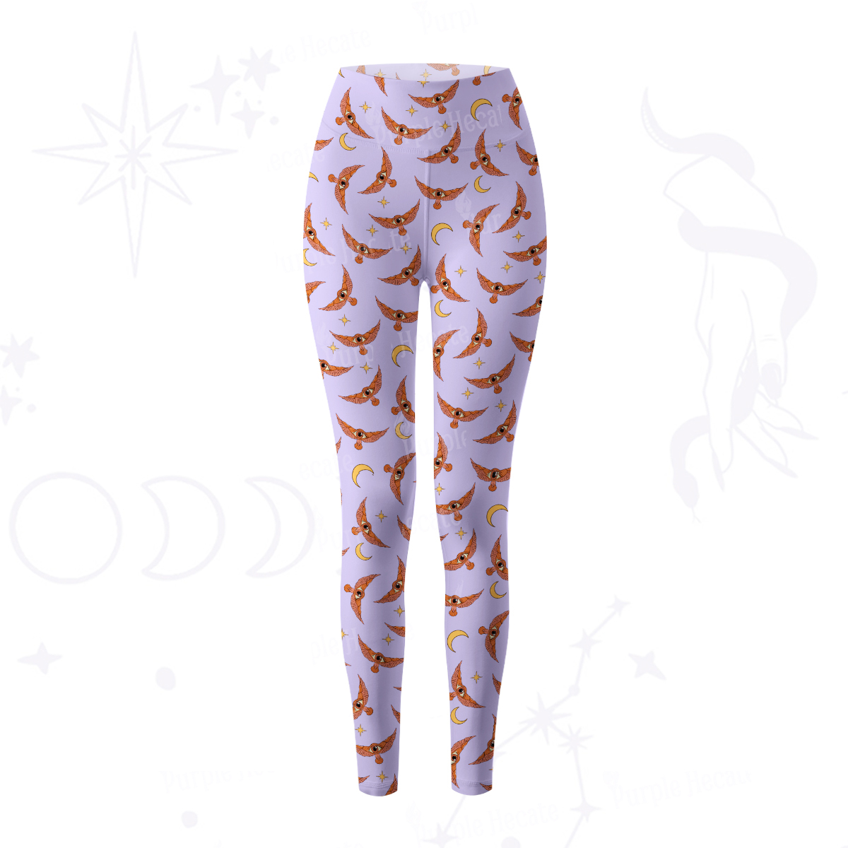 Purplehecate Moth and Moon Yoga Pants