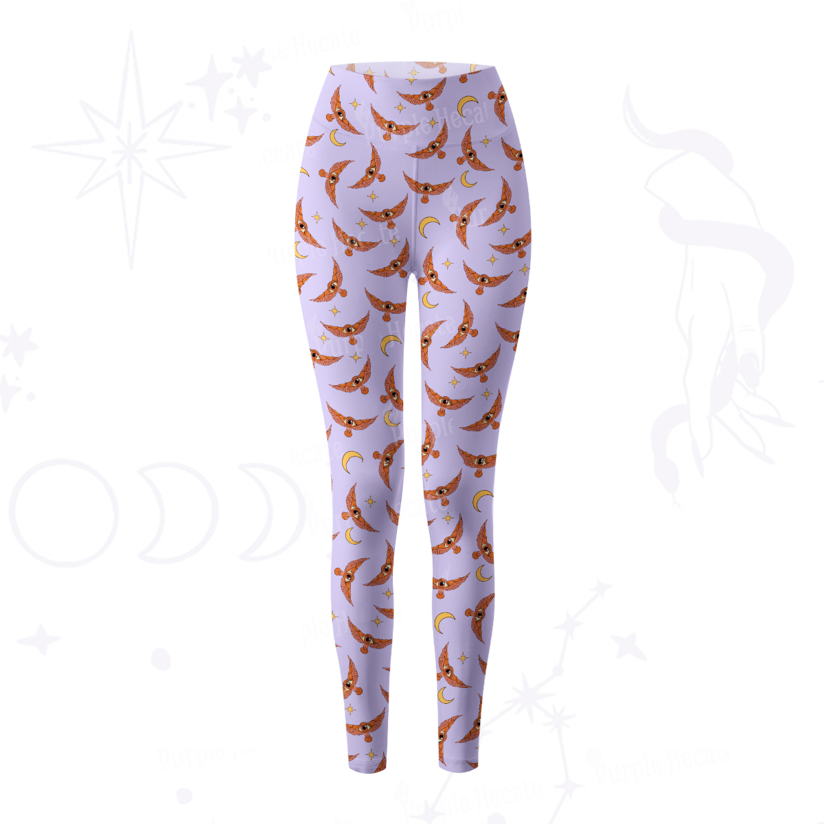 Purplehecate Moth and Moon Yoga Pants