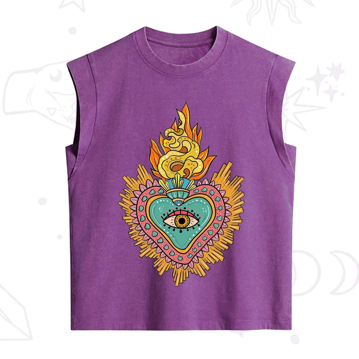 Purplehecate Rainbow Sacred Heart Vintage Washed Tank