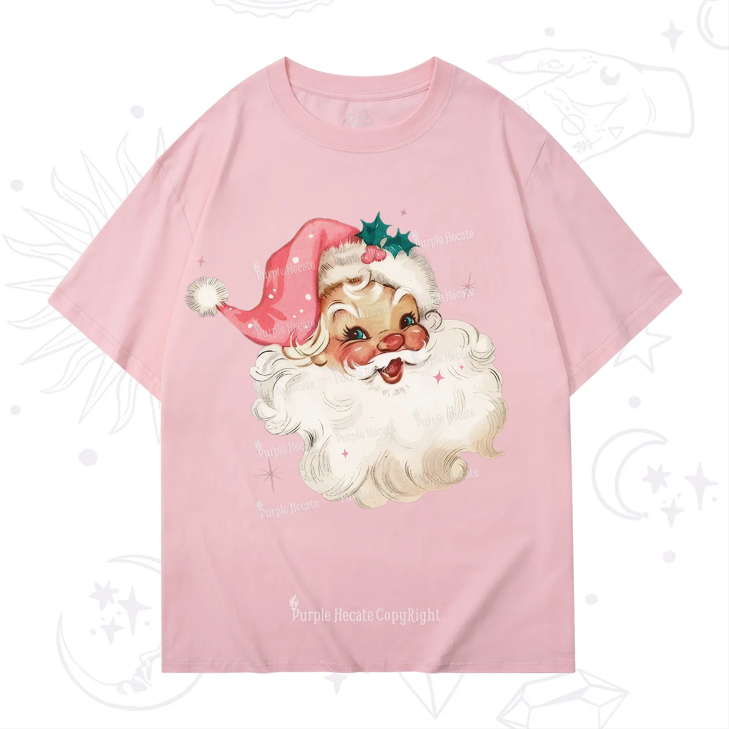 Purplehecate Pink Santa Christmas T-Shirt
