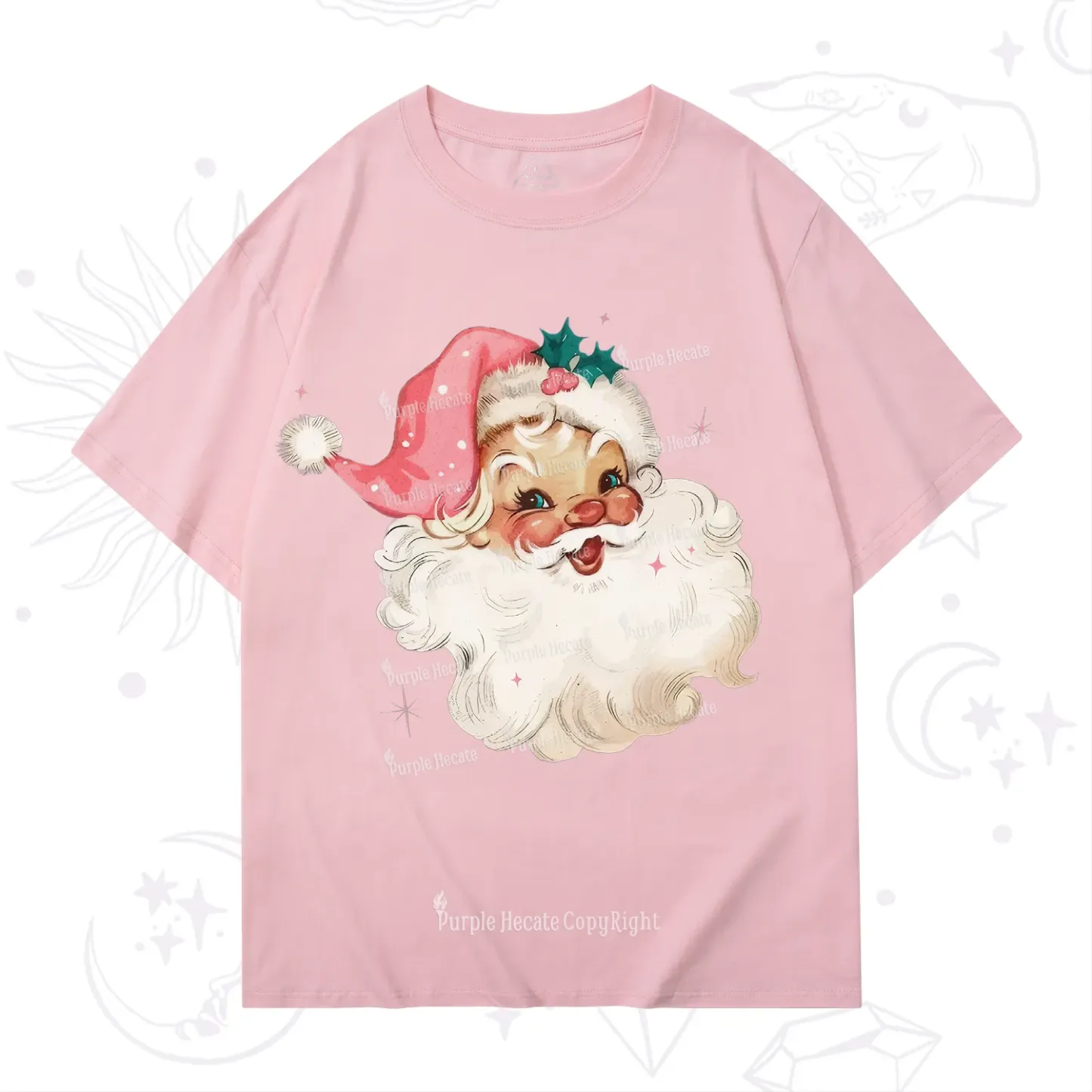 Purplehecate Pink Santa Christmas T-Shirt