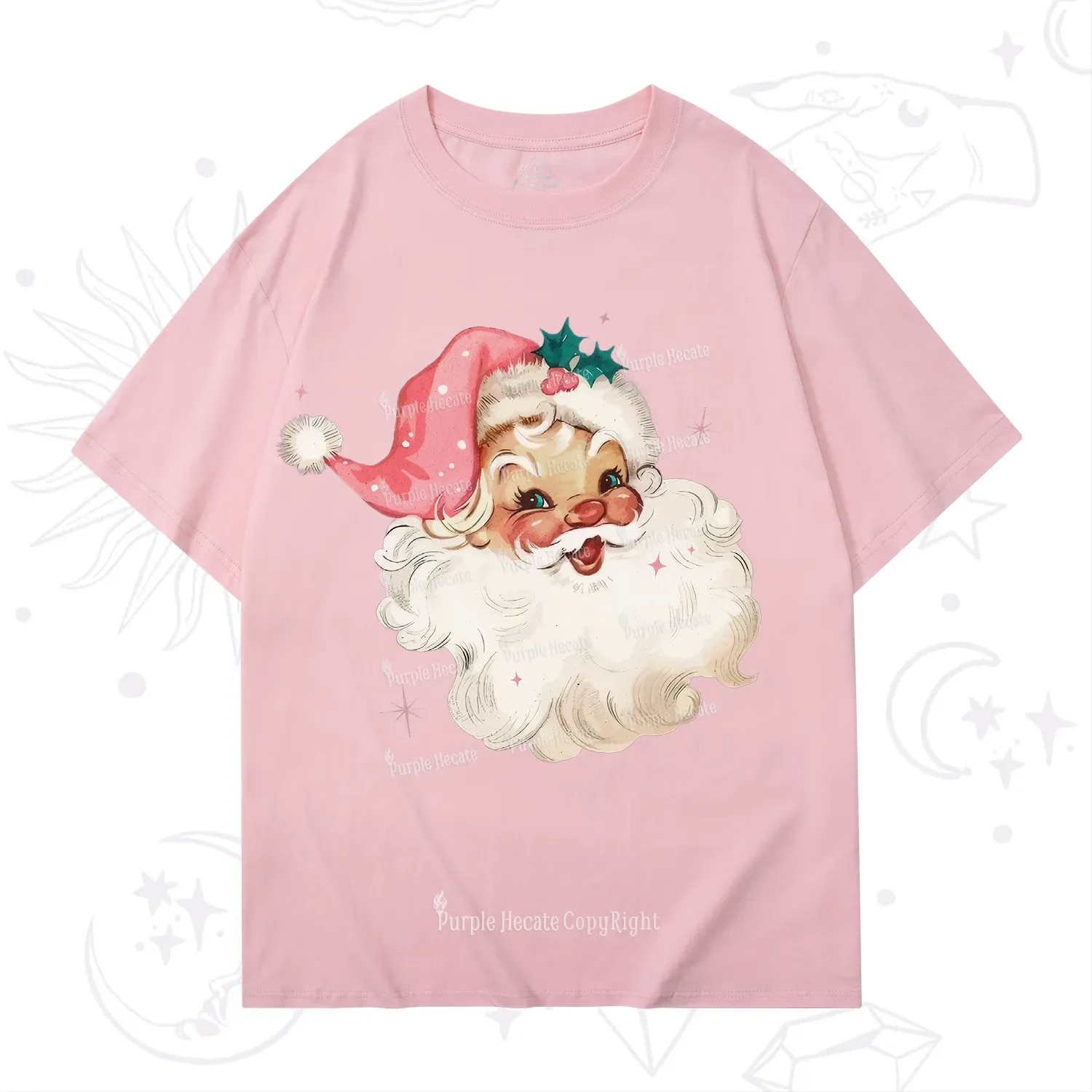 Purplehecate Pink Santa Christmas T-Shirt