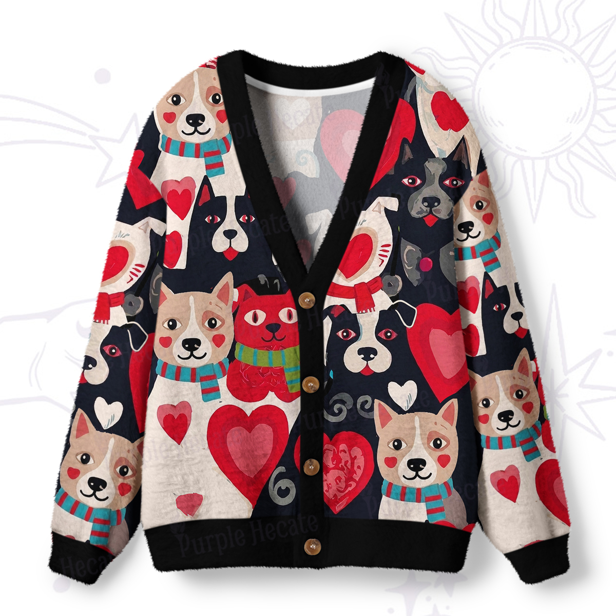 Purplehecate Puppy Love Ugly Cardigan Sweaters