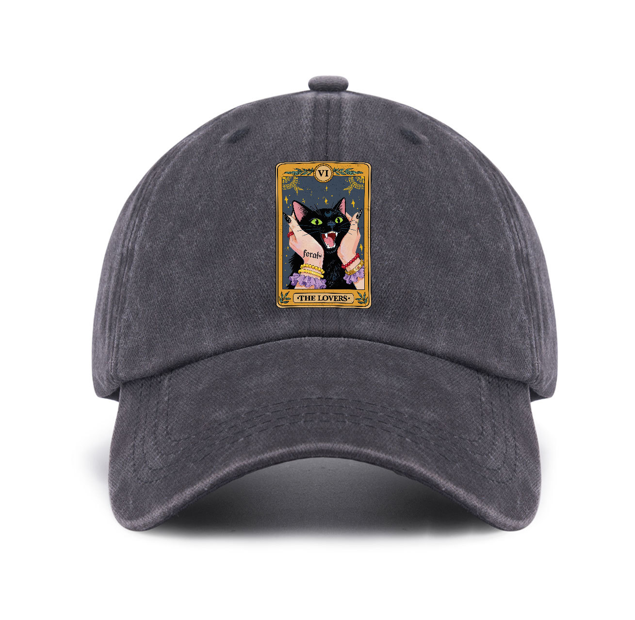 Purplehecate The Lovers Tarot Feral Cat Baseball Cap