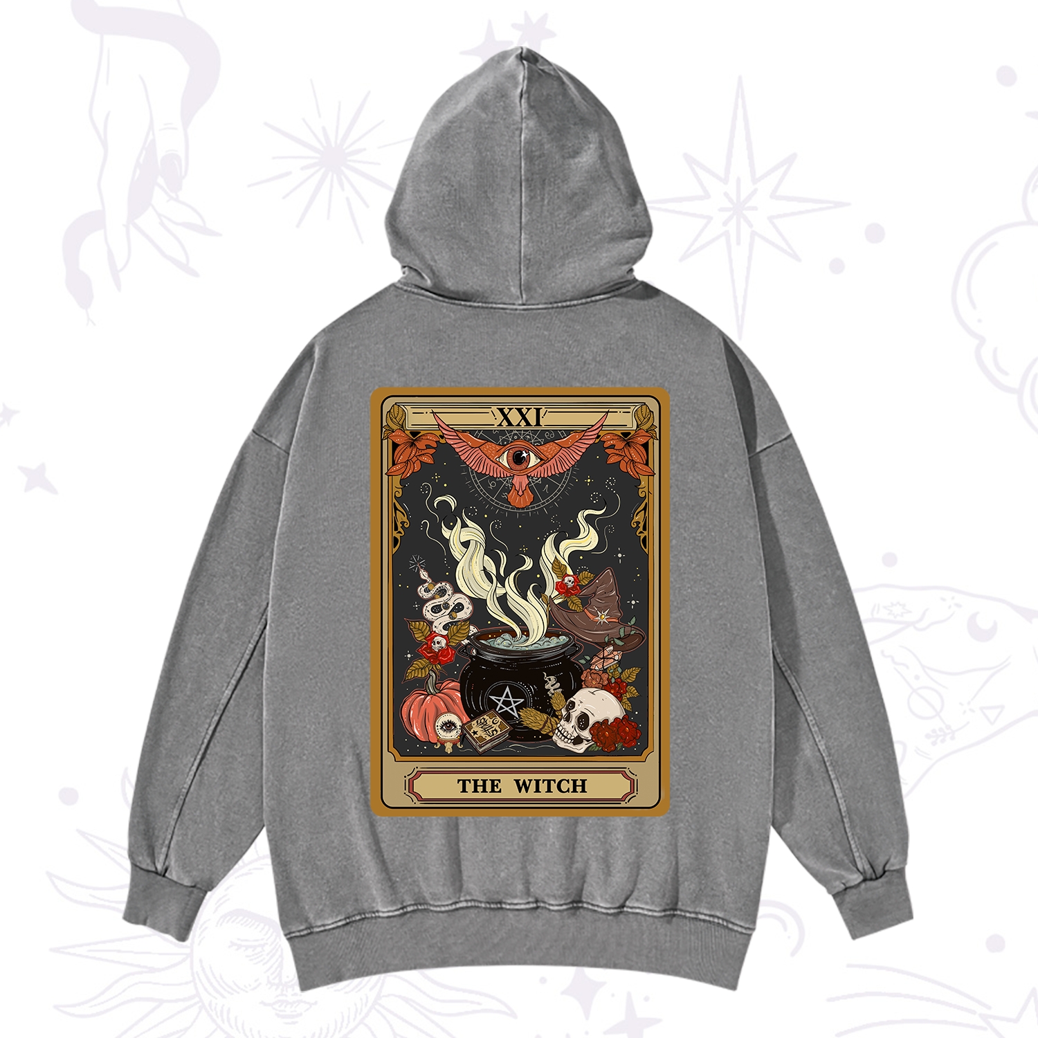 Purplehecate The Witch Magical Tarot Washed Hoodie