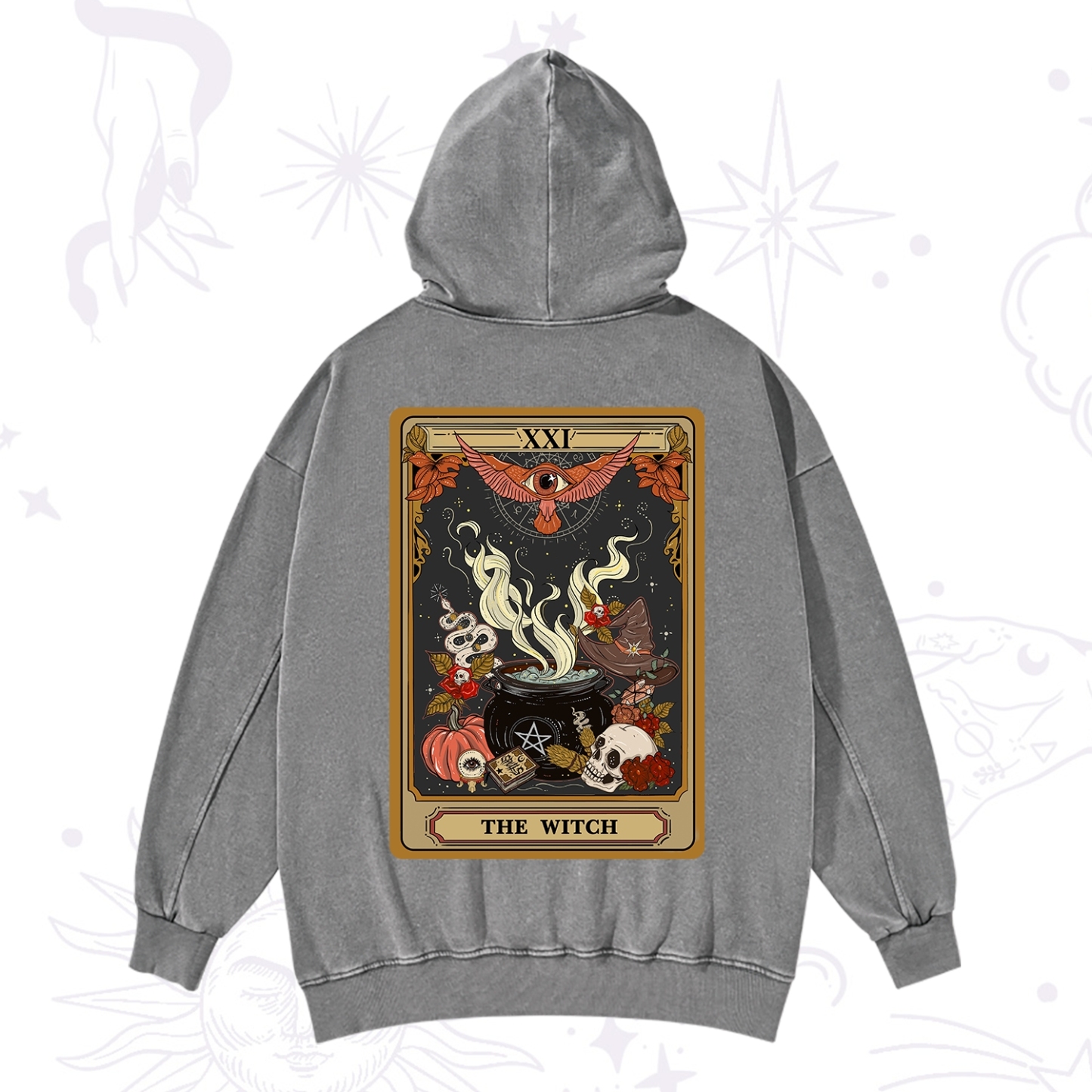 Purplehecate The Witch Magical Tarot Washed Hoodie