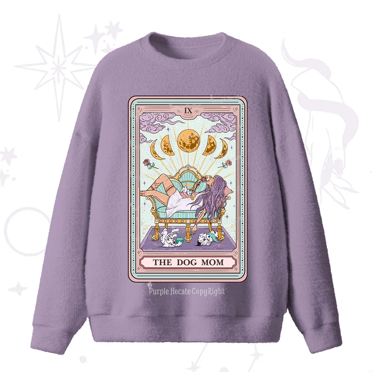Purplehecate The Dog Mom Tarot Fuzzy Ugly Sweater