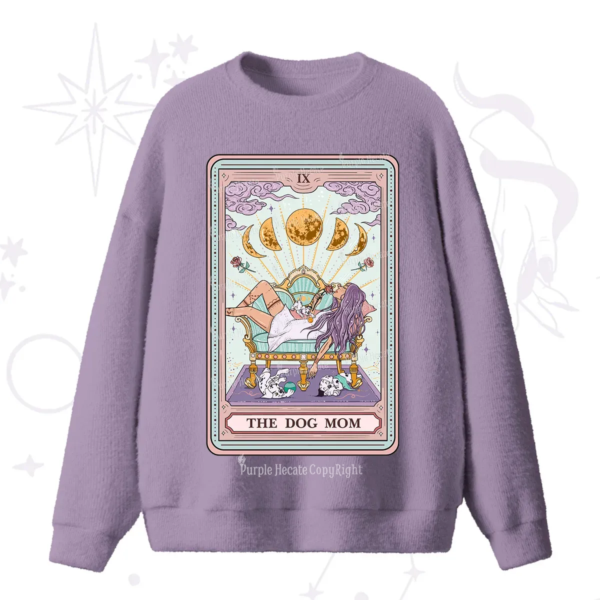 Purplehecate The Dog Mom Tarot Fuzzy Ugly Sweater