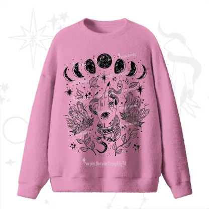 Purplehecate Reach For The Moon Fuzzy Ugly Sweater