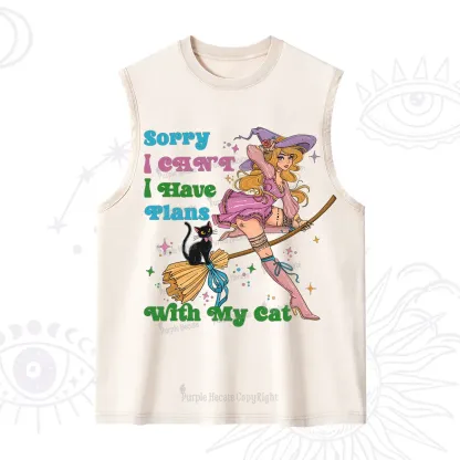 Purplehecate Sorry I Can’t I Have Plans With My Cat Washed Tank