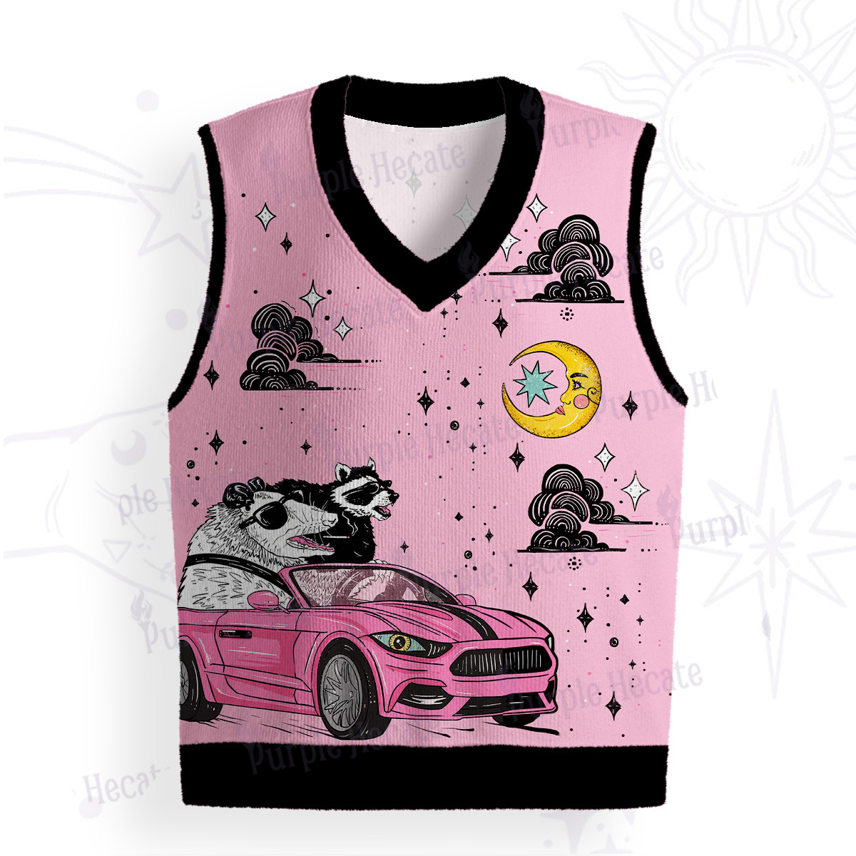 Purplehecate Moonlight Trash Team Ugly Sweater Vest