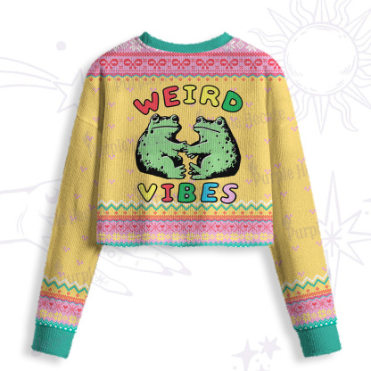 Purplehecate Weird Frog Vibes Crop Fuzzy Ugly Sweatshirt