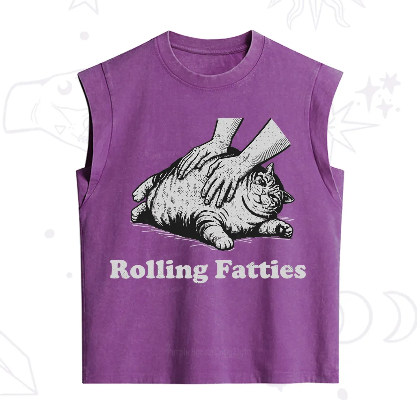 Purplehecate Rolling Fatties Cat Vintage Washed Tank