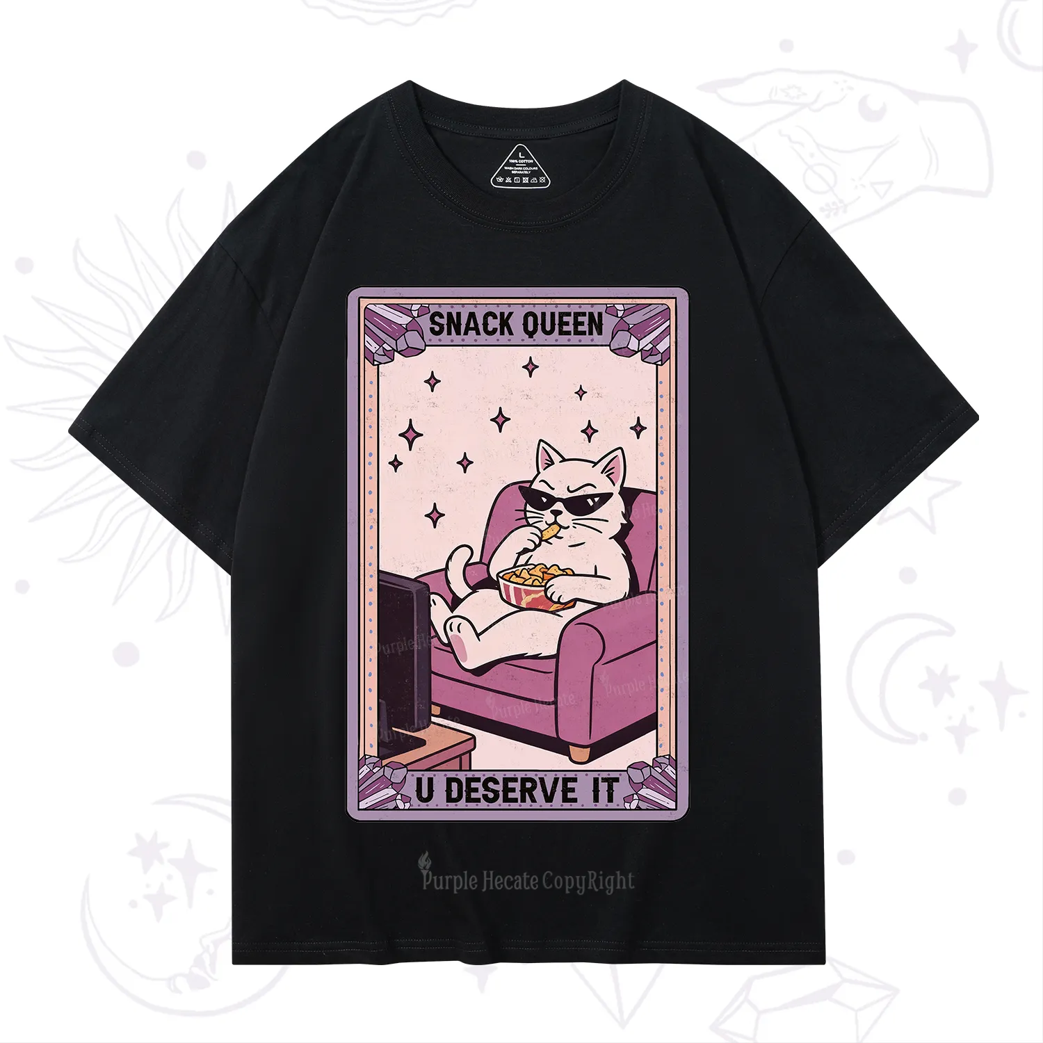 Purplehecate The Snack Queen Cat Tarot T-Shirt