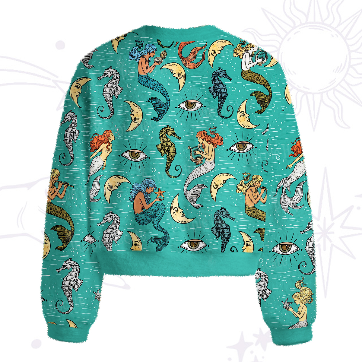 Purplehecate Mermaid Magic Fuzzy Crewneck Sweater