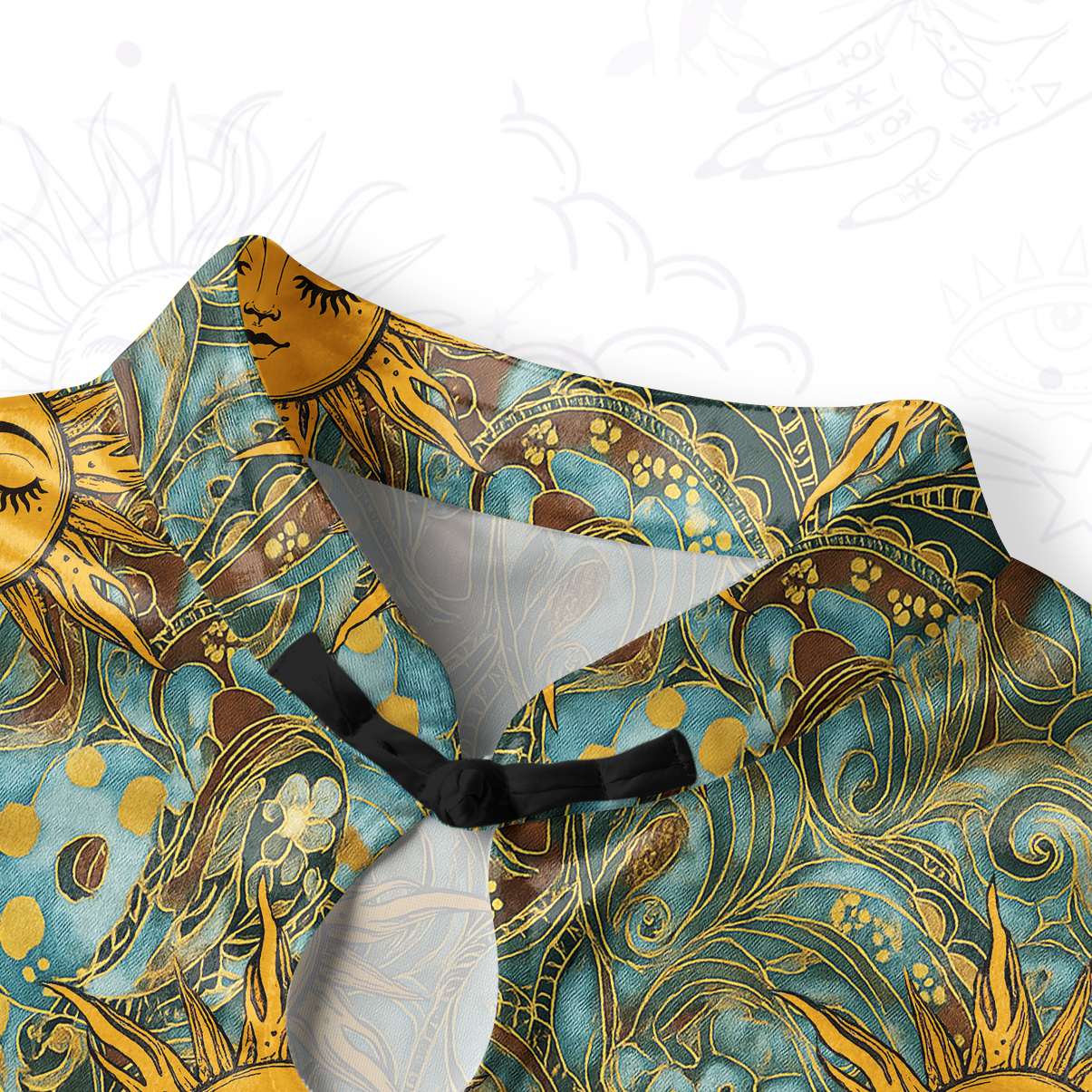 Purplehecate Golden Sun Wheel Velvet Bodycon Dress