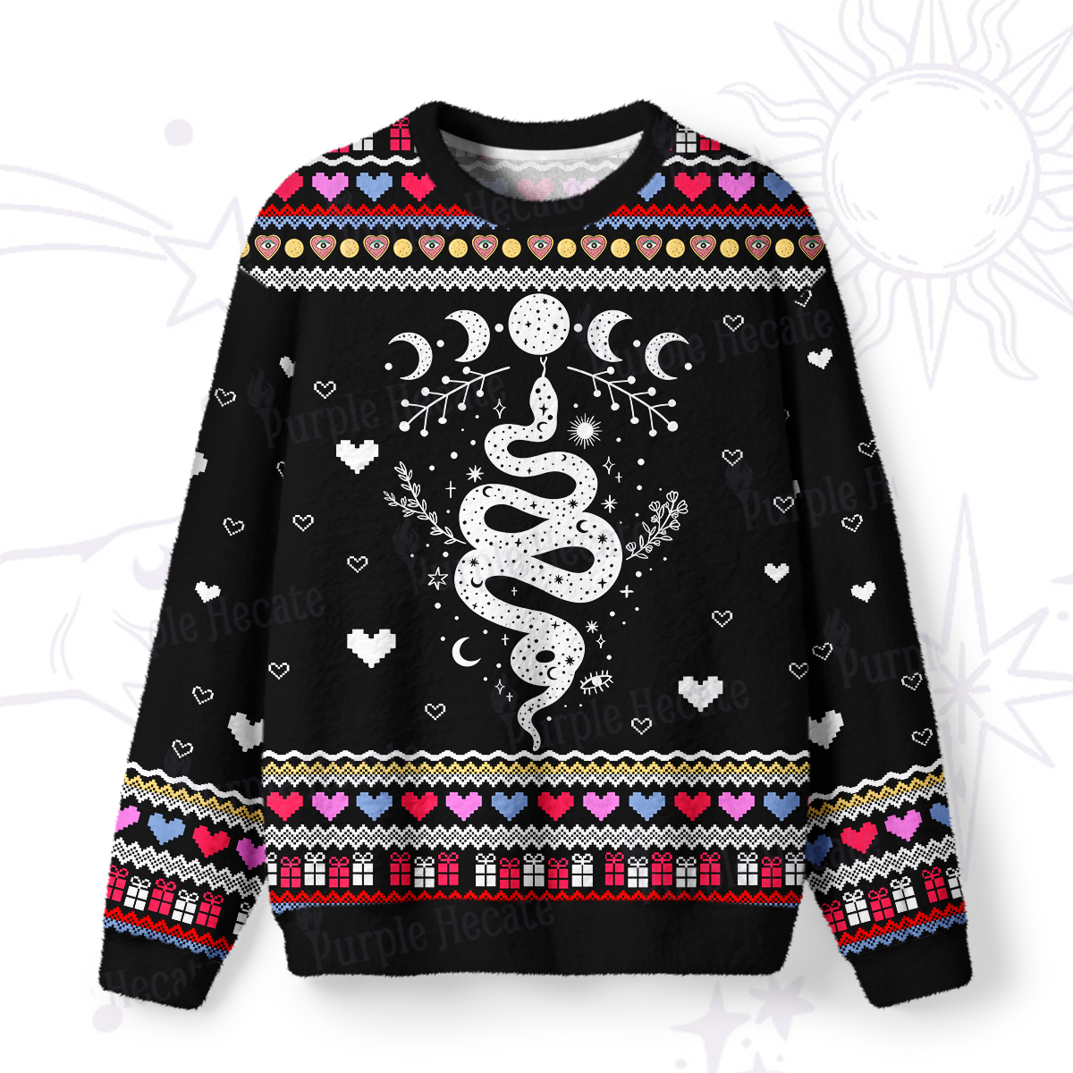 Magic Purplehecate Snake And Moon Phase Ugly Valentine Sweatshirt