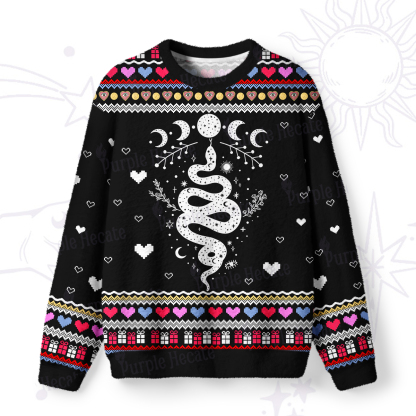 Purplehecate Snake And Moon Phase Ugly Valentine Sweatshirt