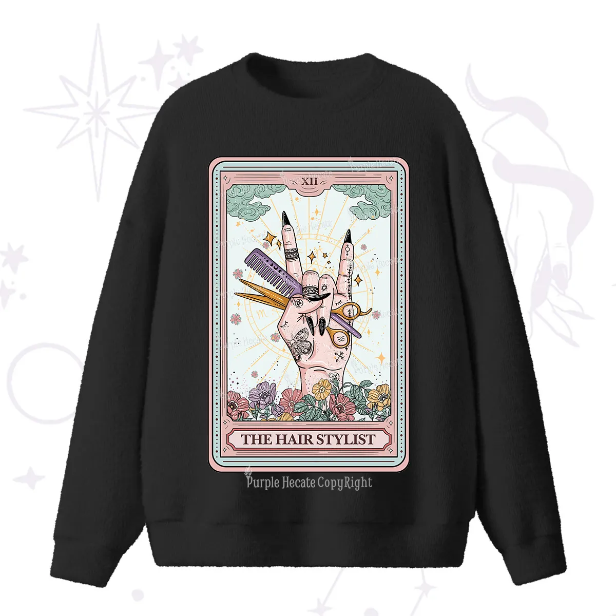 Purplehecate The Hair Stylist Tarot Fuzzy Ugly Sweater