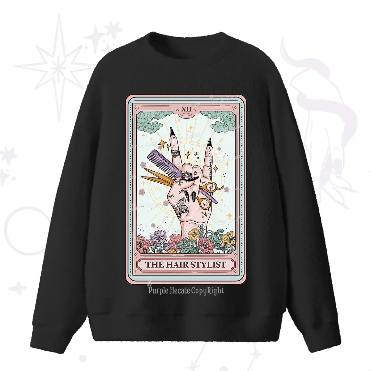Purplehecate The Hair Stylist Tarot Fuzzy Ugly Sweater