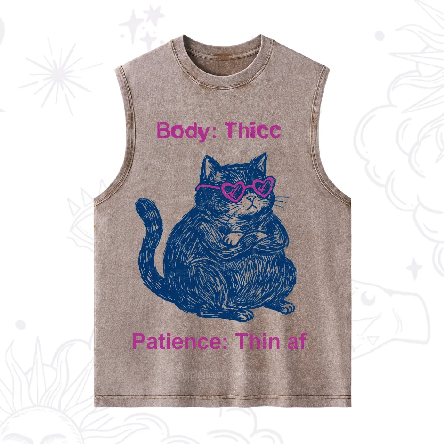 Purplehecate Body Thicc Patience Thin Af Cat Washed Tank