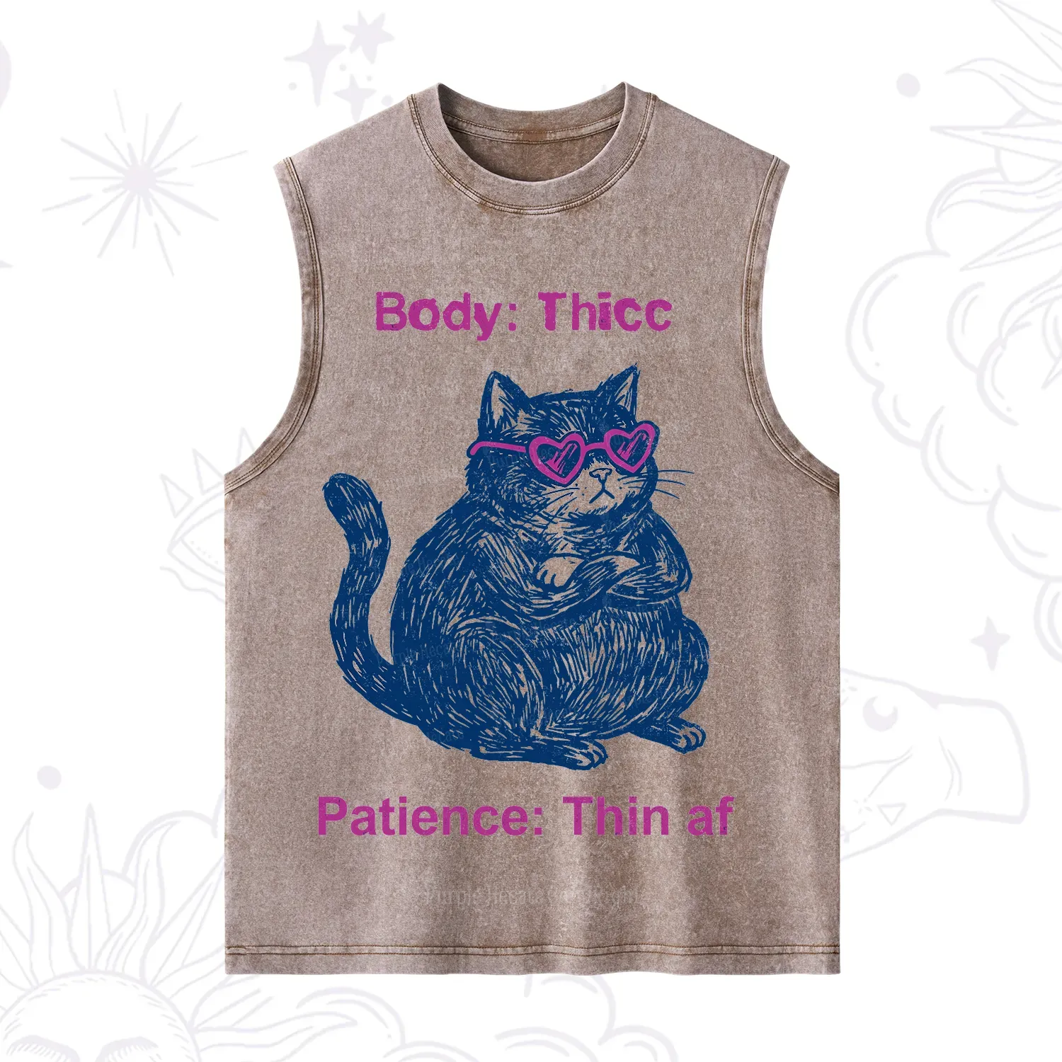 Purplehecate Body Thicc Patience Thin Af Cat Washed Tank