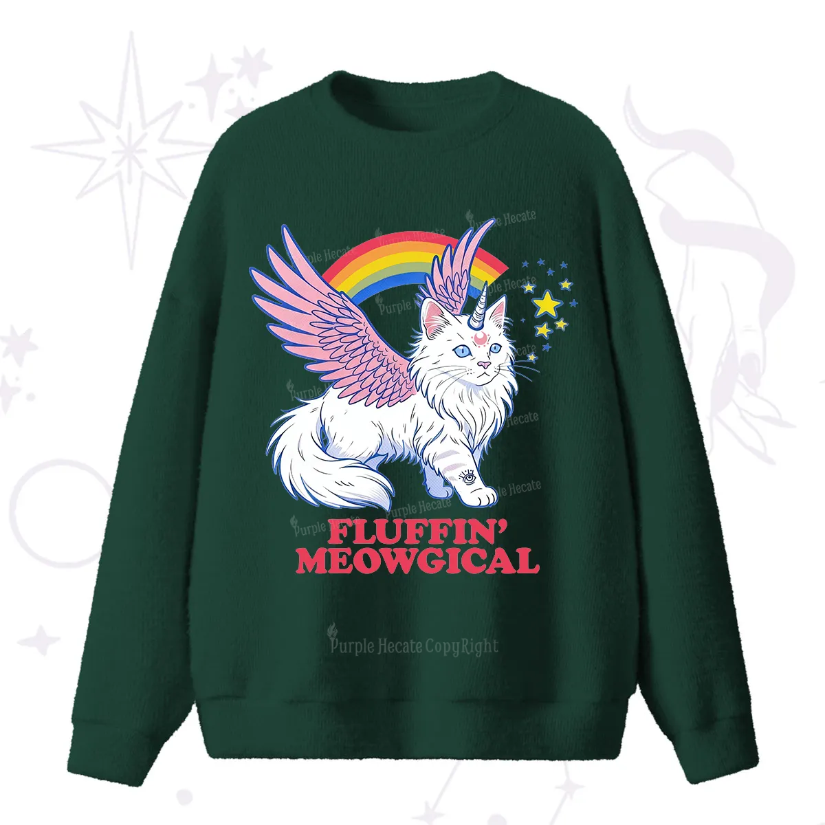 Purplehecate Fluffin Meowgical Fuzzy Ugly Sweater