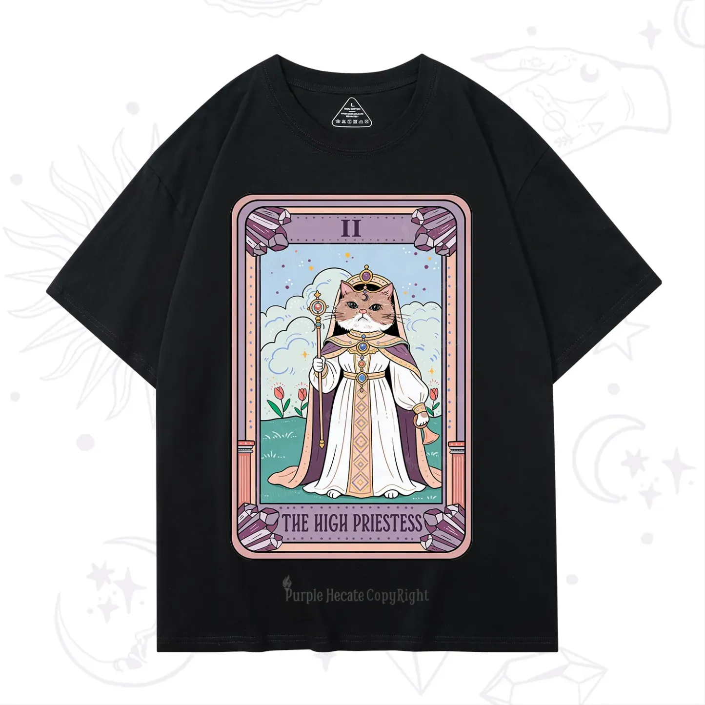 Purplehecate The High Priestess Cat Tarot T-Shirt
