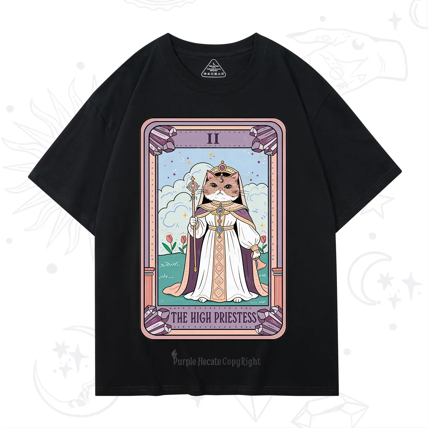 Purplehecate The High Priestess Cat Tarot T-Shirt
