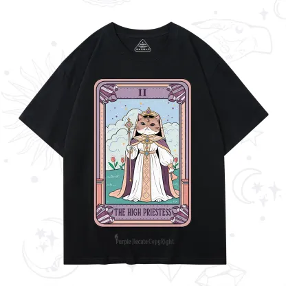 Purplehecate The High Priestess Cat Tarot T-Shirt
