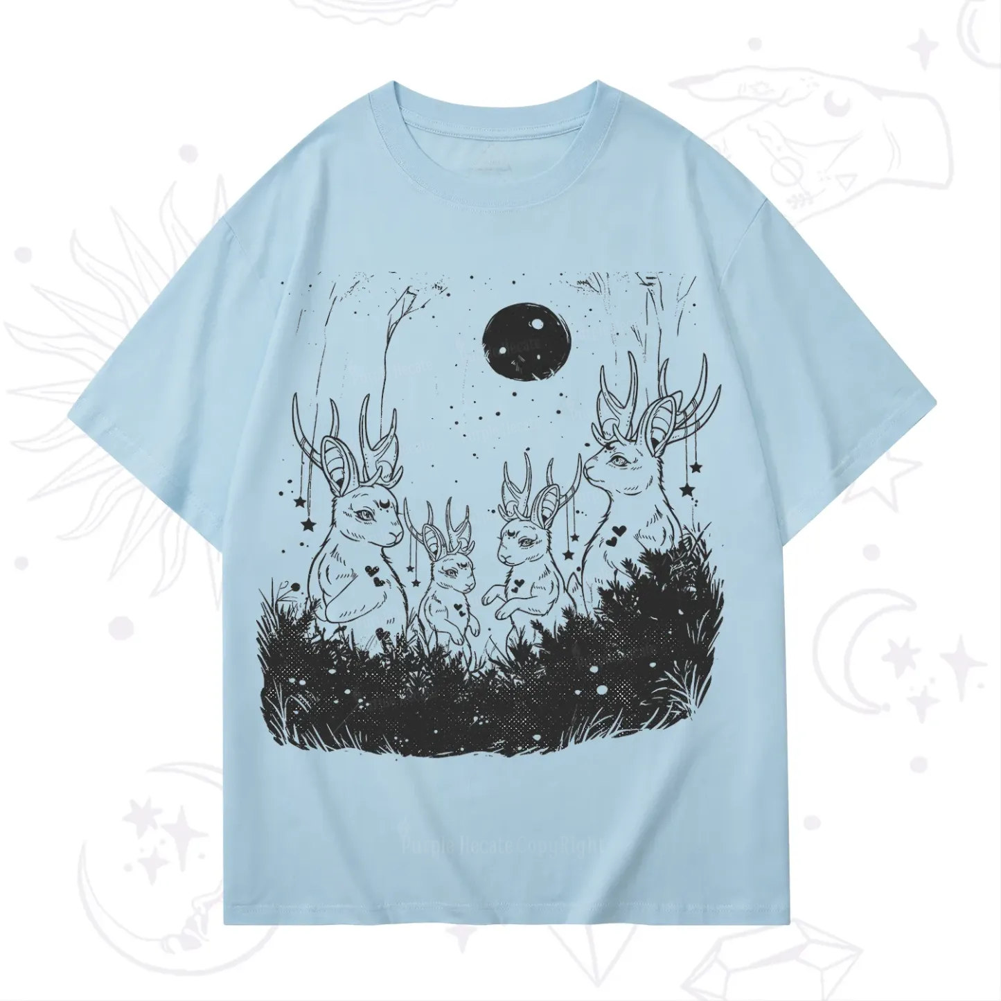 Purplehecate Moonlit Antler Bunny T-Shirt
