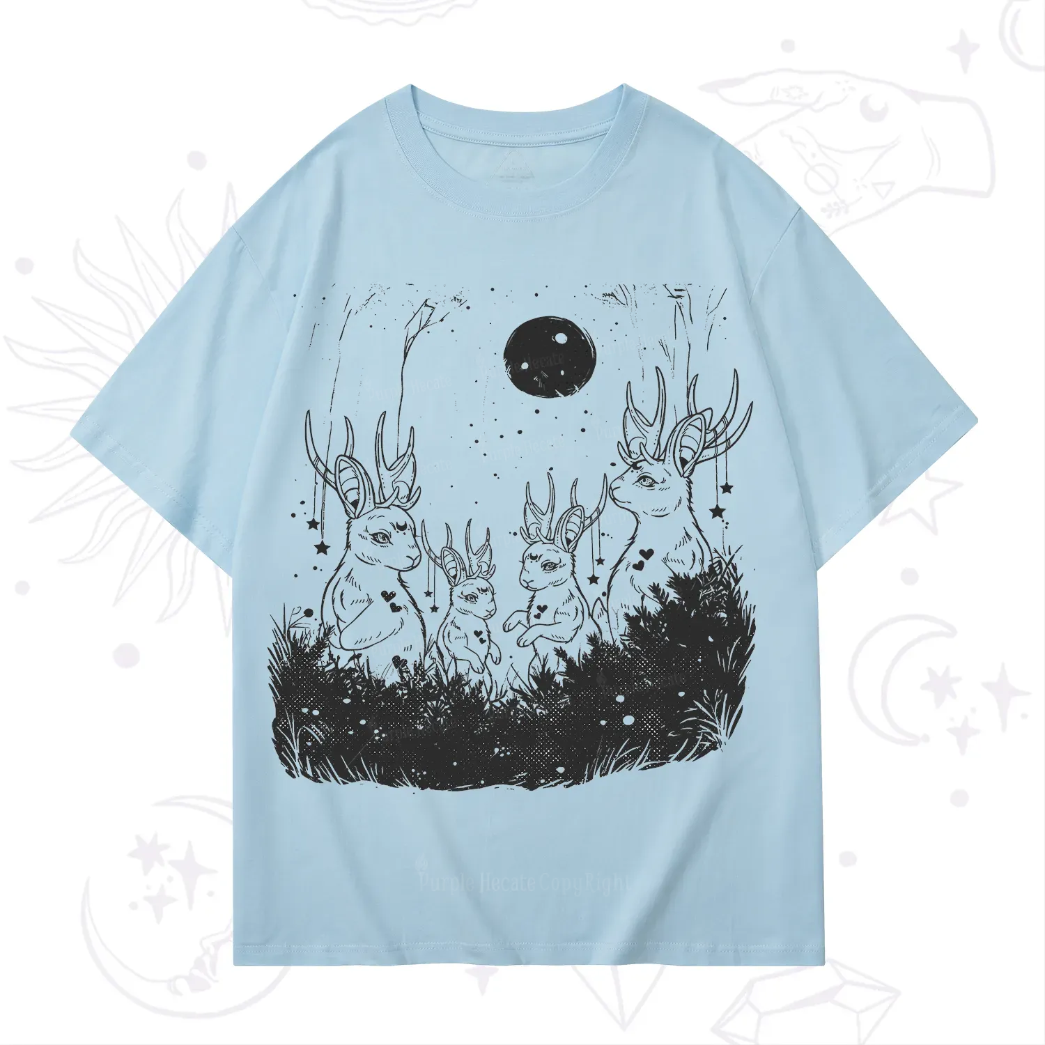 Purplehecate Moonlit Antler Bunny T-Shirt
