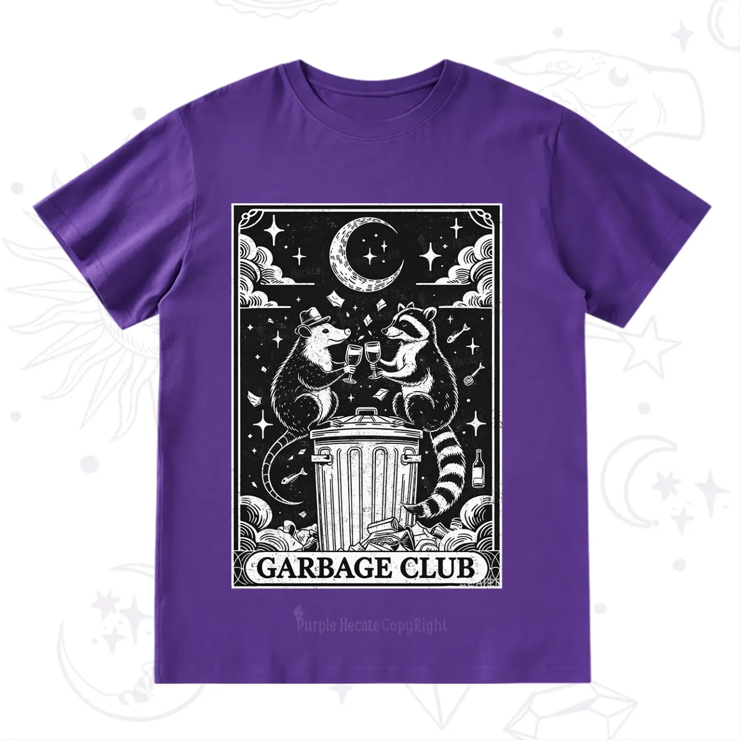 Purplehecate The Garbage Club Tarot Raccoon Party T-Shirt