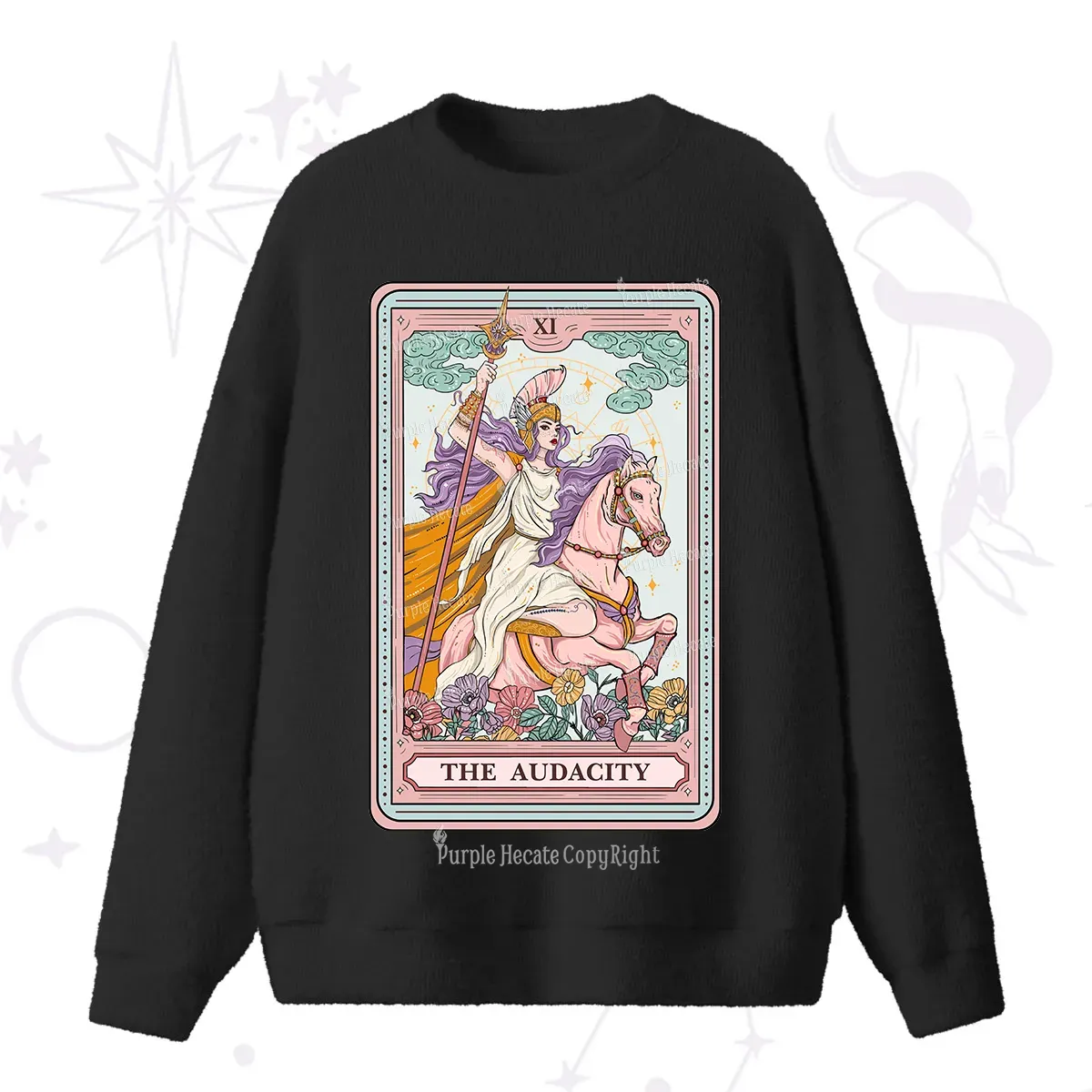 Purplehecate The Audacity Tarot Card Fuzzy Ugly Sweater