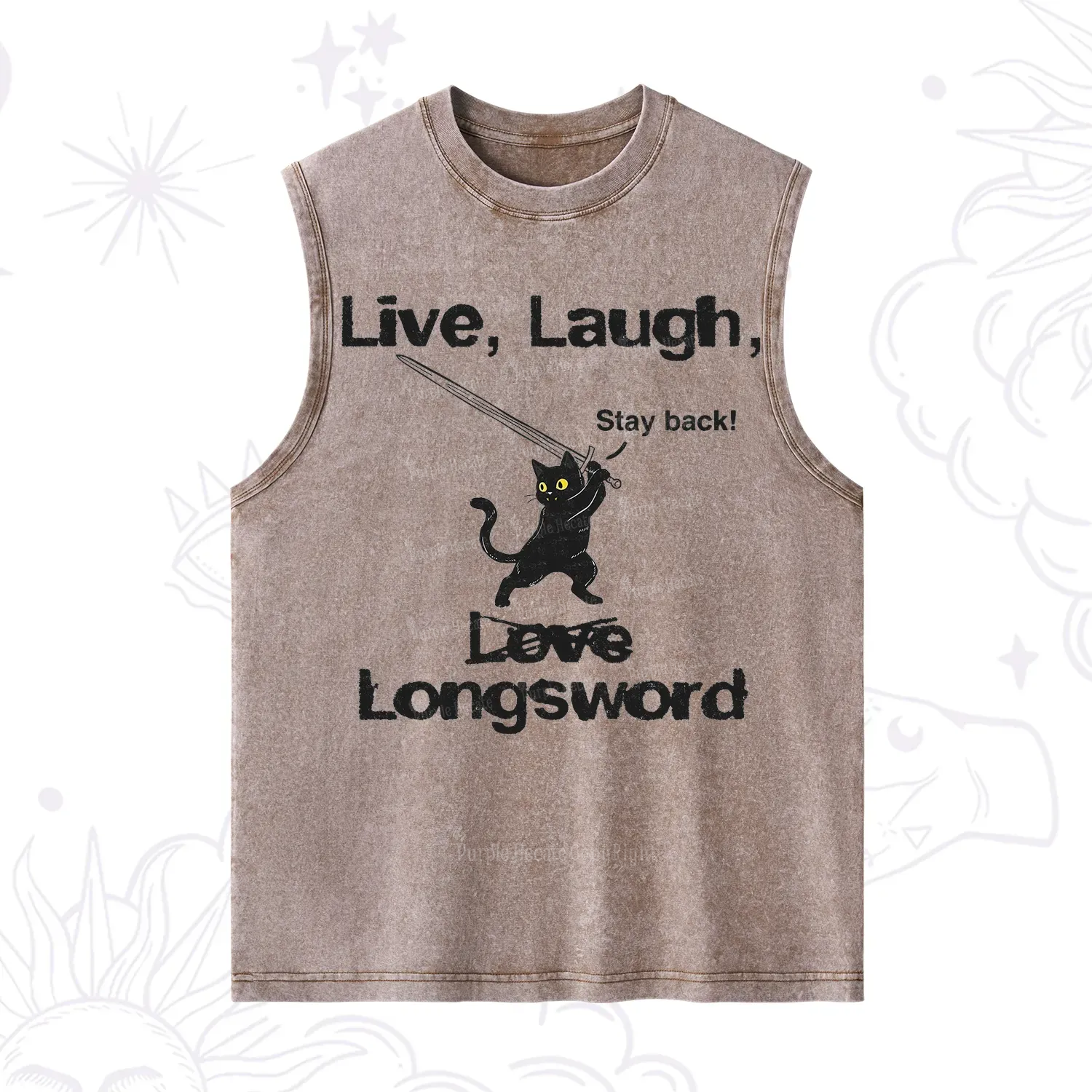 Purplehecate Live Laugh Love Longsword Washed Tank