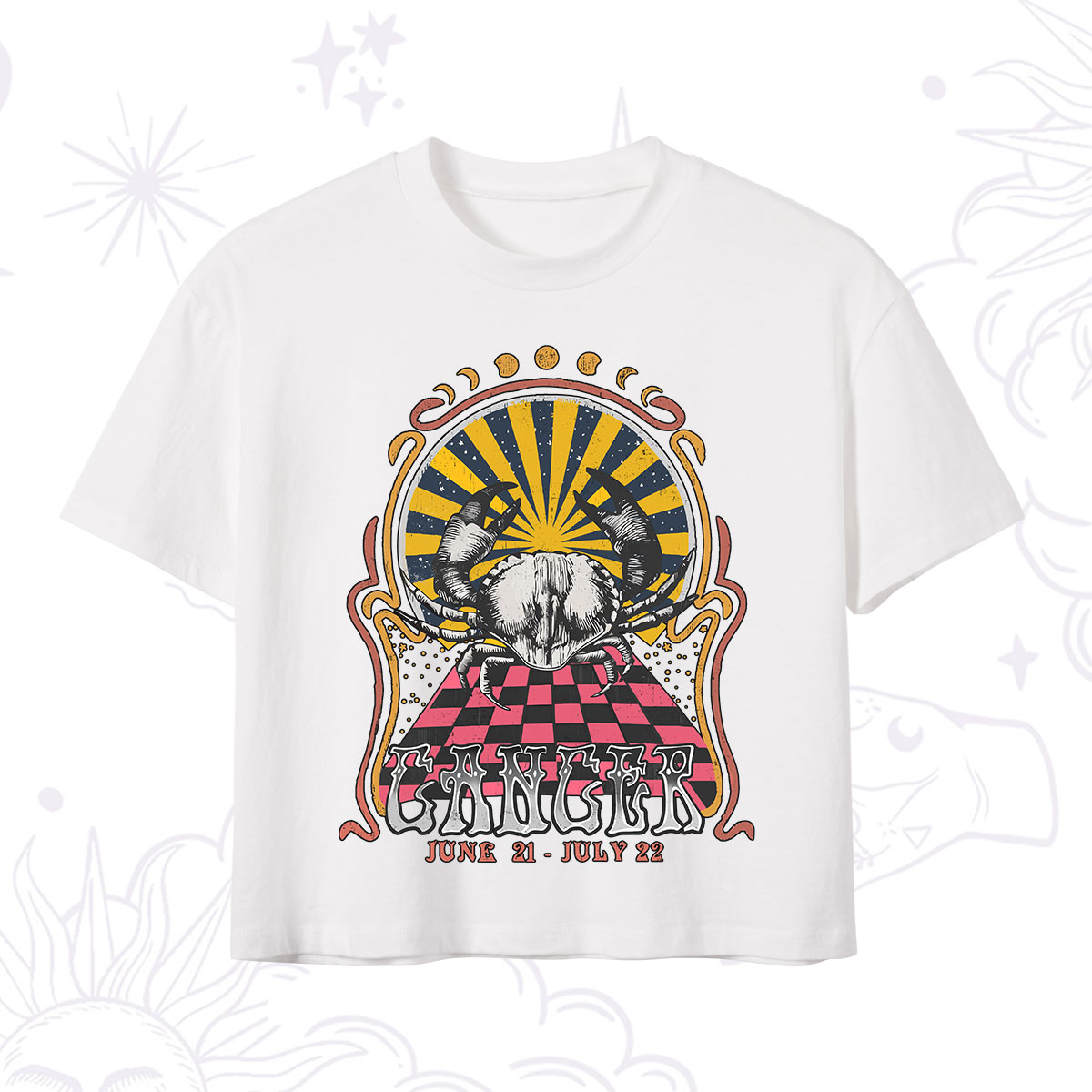 Purplehecate Cancer Crew Zodiac Crop T-Shirt 
