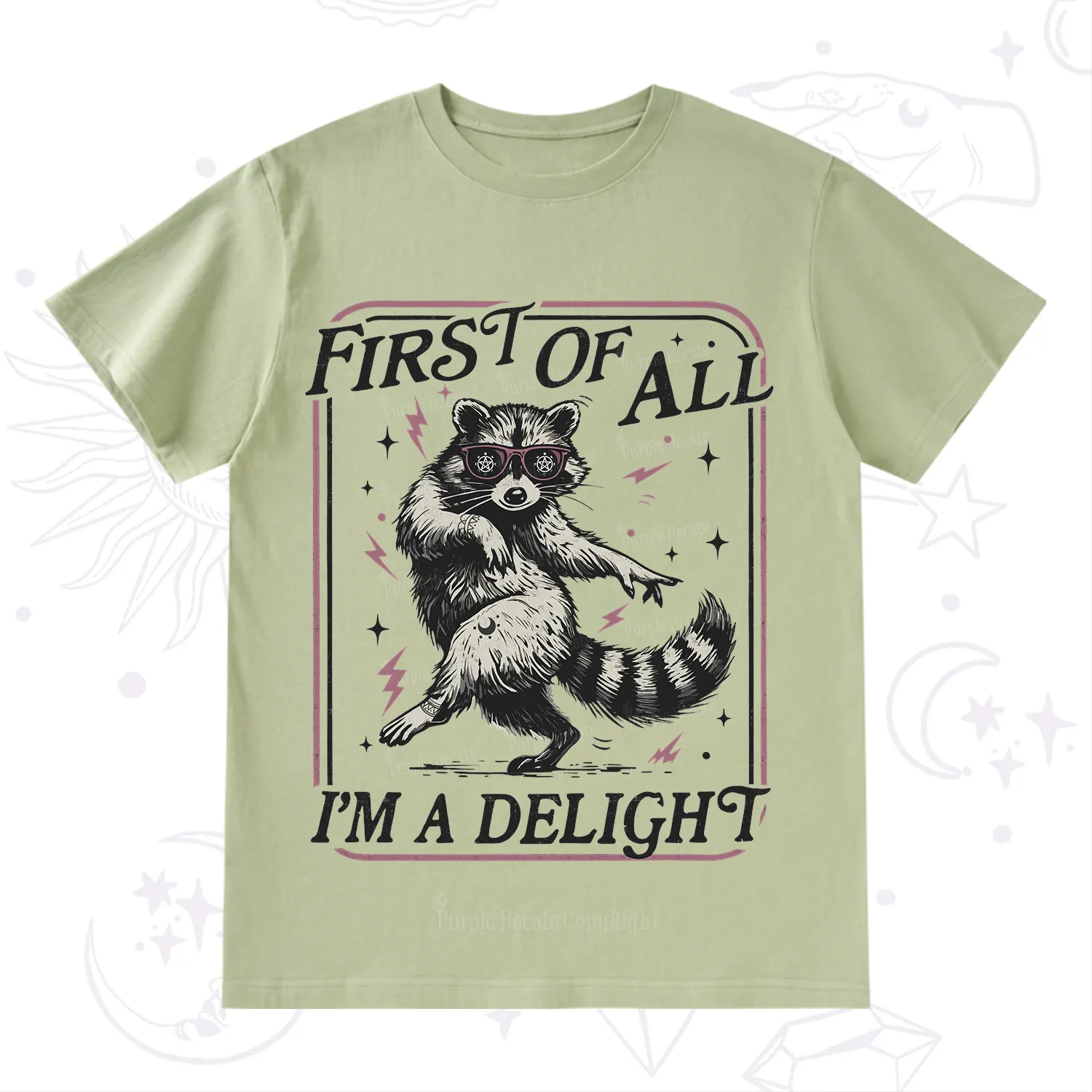 Purplehecate First Of All I'm A Delight Racoon T-Shirt