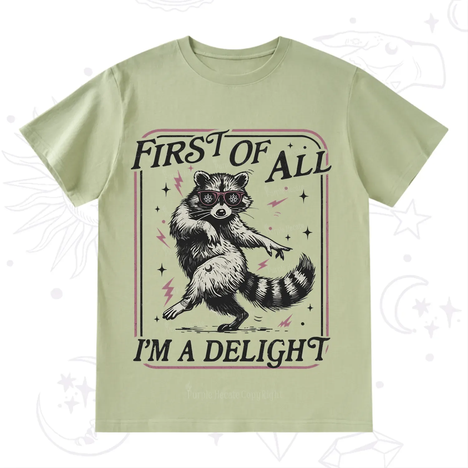 Purplehecate First Of All I'm A Delight Racoon T-Shirt