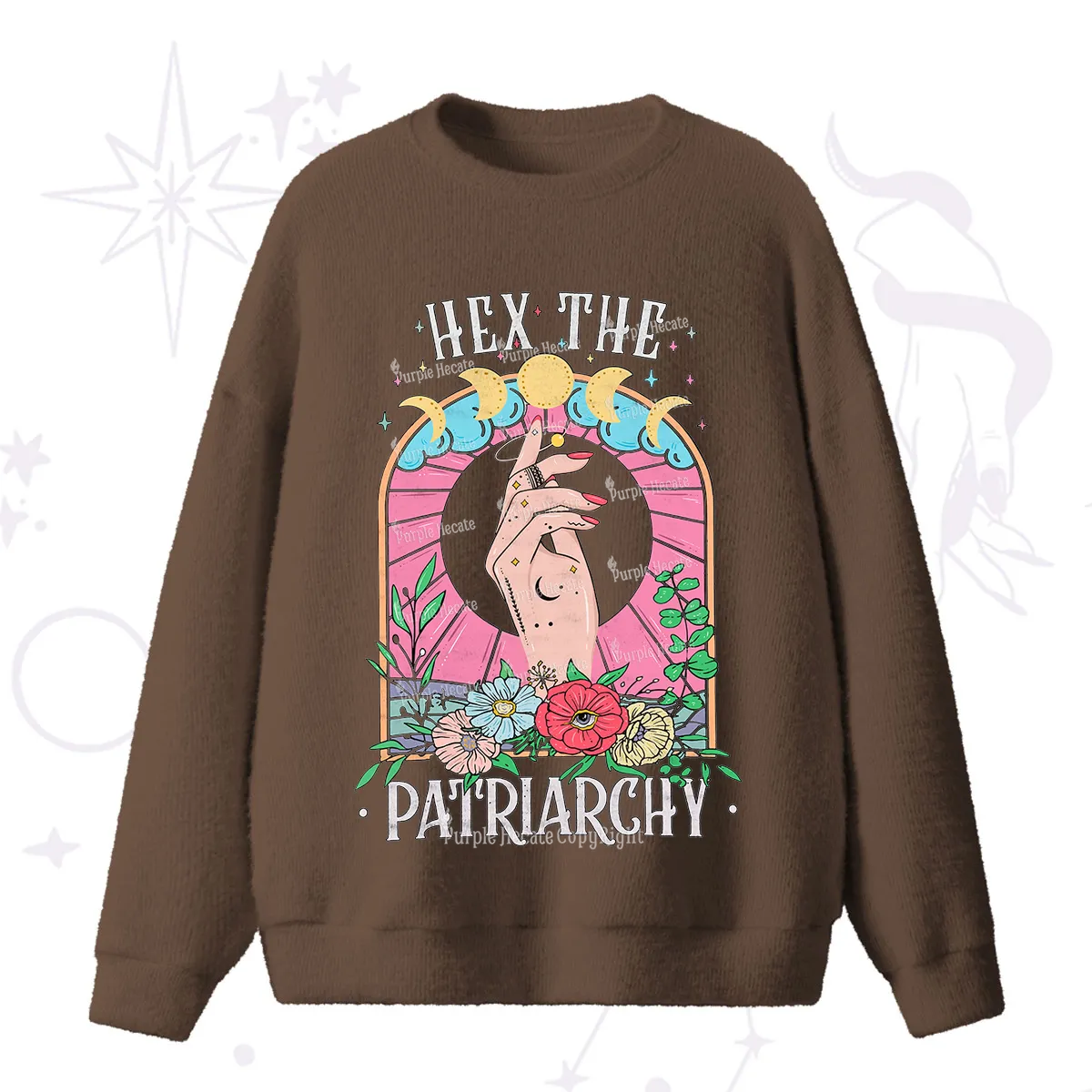 Purplehecate Hex The Patriarchy Fuzzy Ugly Sweater